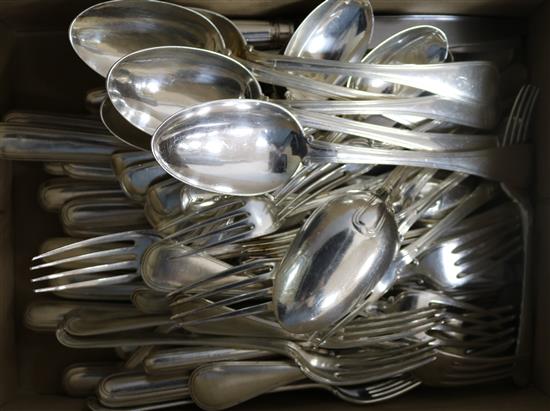 A part canteen of 19th century and later Old English thread pattern cutlery comprising sixty one items